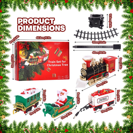Christmas Train Set 2 in 1 Hanging Around The Tree Train Toys for Toddlers with Luxury Track & Sound and Smoke,Train Toy Set Around & Under The Christmas Tree, Best Indoor Christmas Decoration