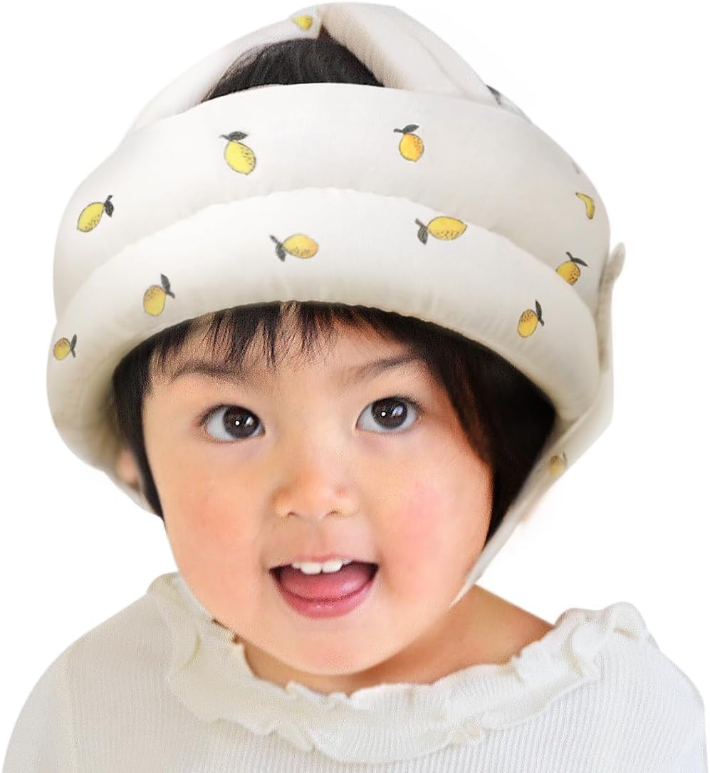 Keratta Baby Helmet, Double Gauze and Mesh for Comfort, Fall Prevention, Baby Head Guard (Lemon)