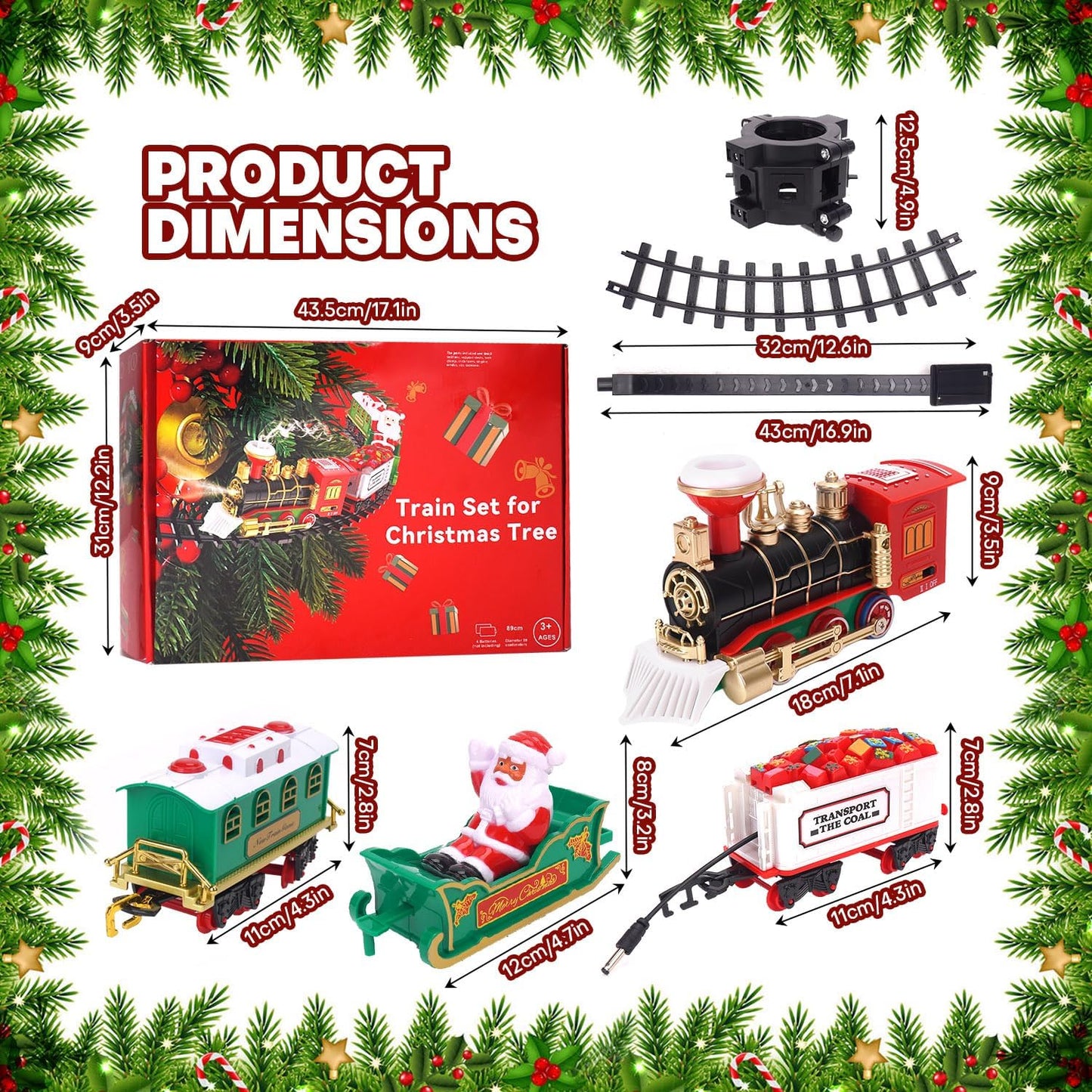 Christmas Train Set 2 in 1 Hanging Around The Tree Train Toys for Toddlers with Luxury Track & Sound and Smoke,Train Toy Set Around & Under The Christmas Tree, Best Indoor Christmas Decoration