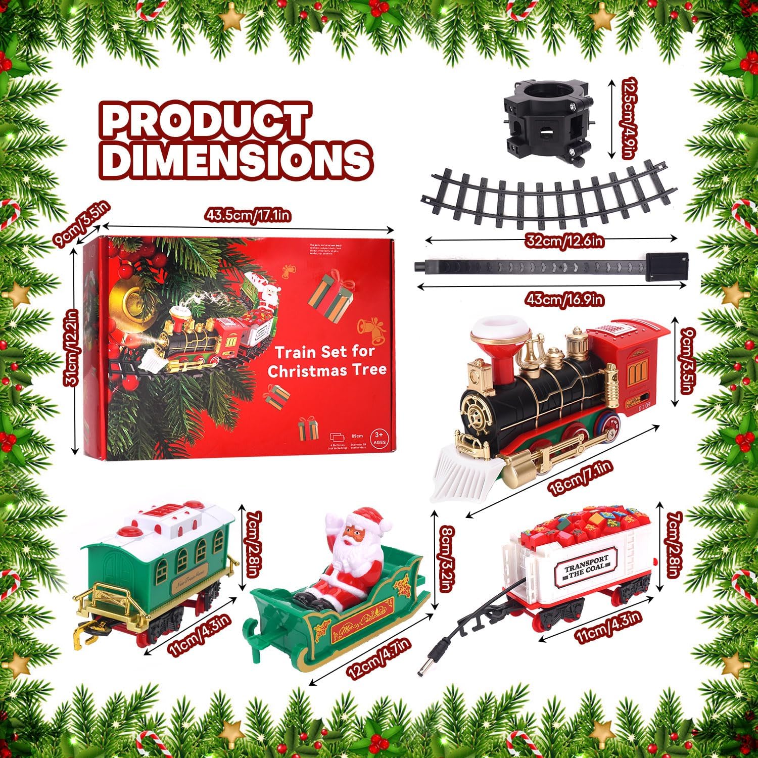 Christmas Train Set 2 in 1 Hanging Around The Tree Train Toys for Toddlers with Luxury Track & Sound and Smoke,Train Toy Set Around & Under The Christmas Tree, Best Indoor Christmas Decoration
