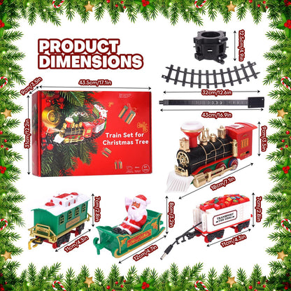 Christmas Train Set 2 in 1 Hanging Around The Tree Train Toys for Toddlers with Luxury Track & Sound and Smoke,Train Toy Set Around & Under The Christmas Tree, Best Indoor Christmas Decoration
